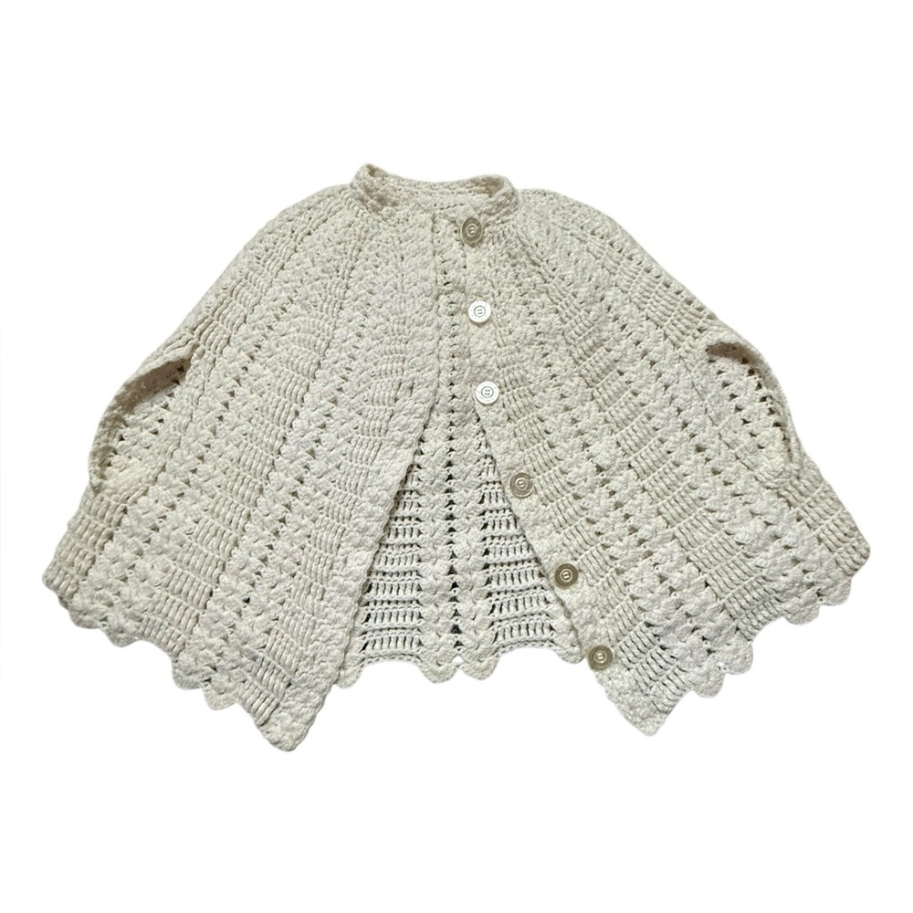 Vintage Cream Crochet Cape Jacket